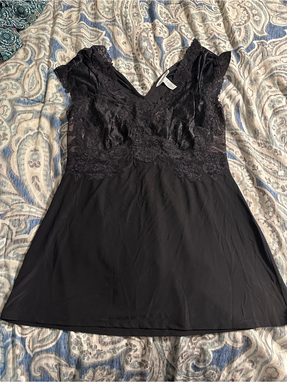Soma Black Lace-Top Chemise